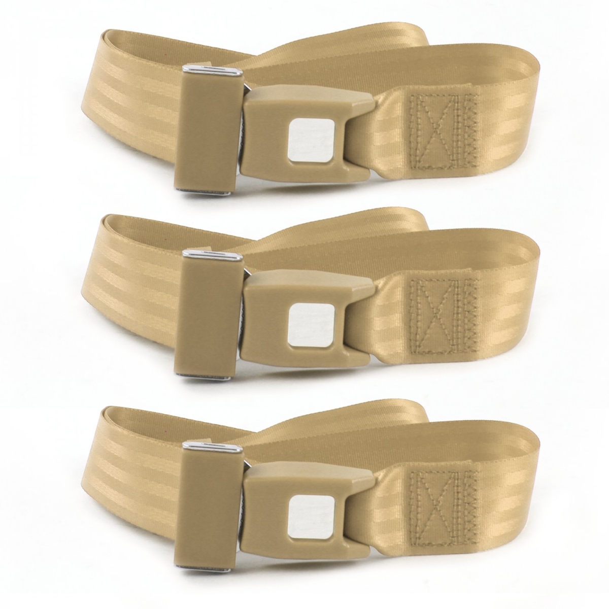 Ford Thunderbird 1955-1957 Standard 2 Point Tan Lap Bench Seat Belt Kit - 3 Belts