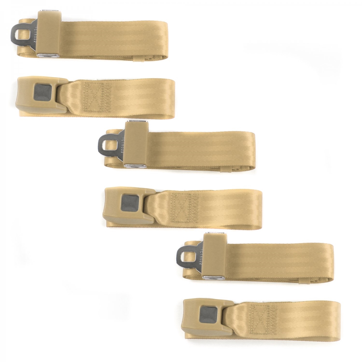 Early Triumph 1946-1954 Standard 2 Point Tan Lap Bench Seat Belt Kit - 3 Belts