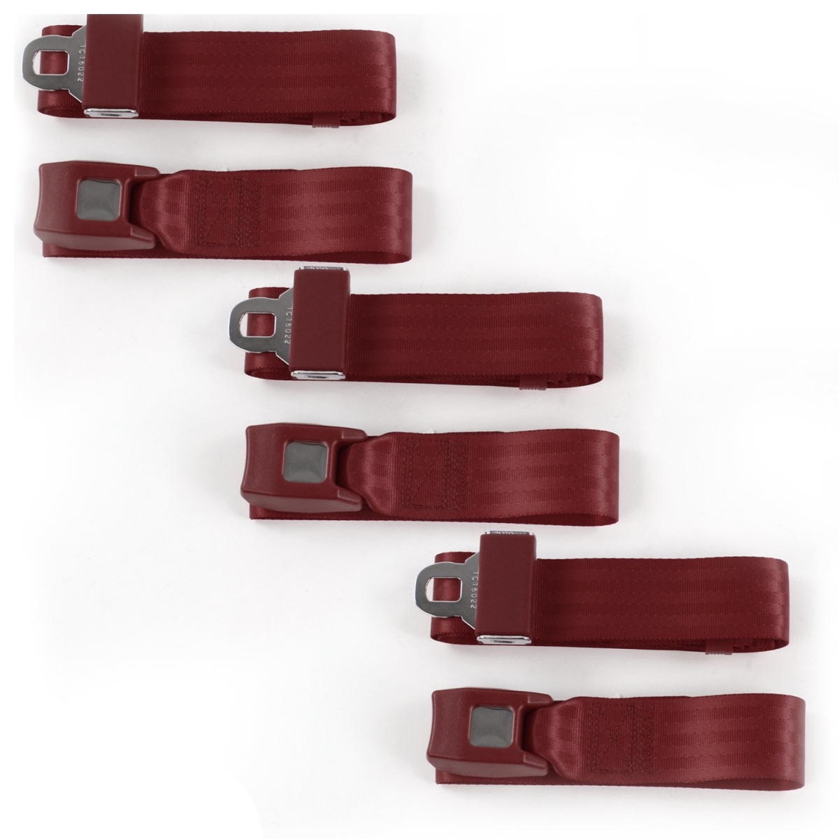 660825 Jeep Comanche 1985-1992 Standard 2 Point Burgundy Lap Bench Seat Belt Kit - 3 Belts