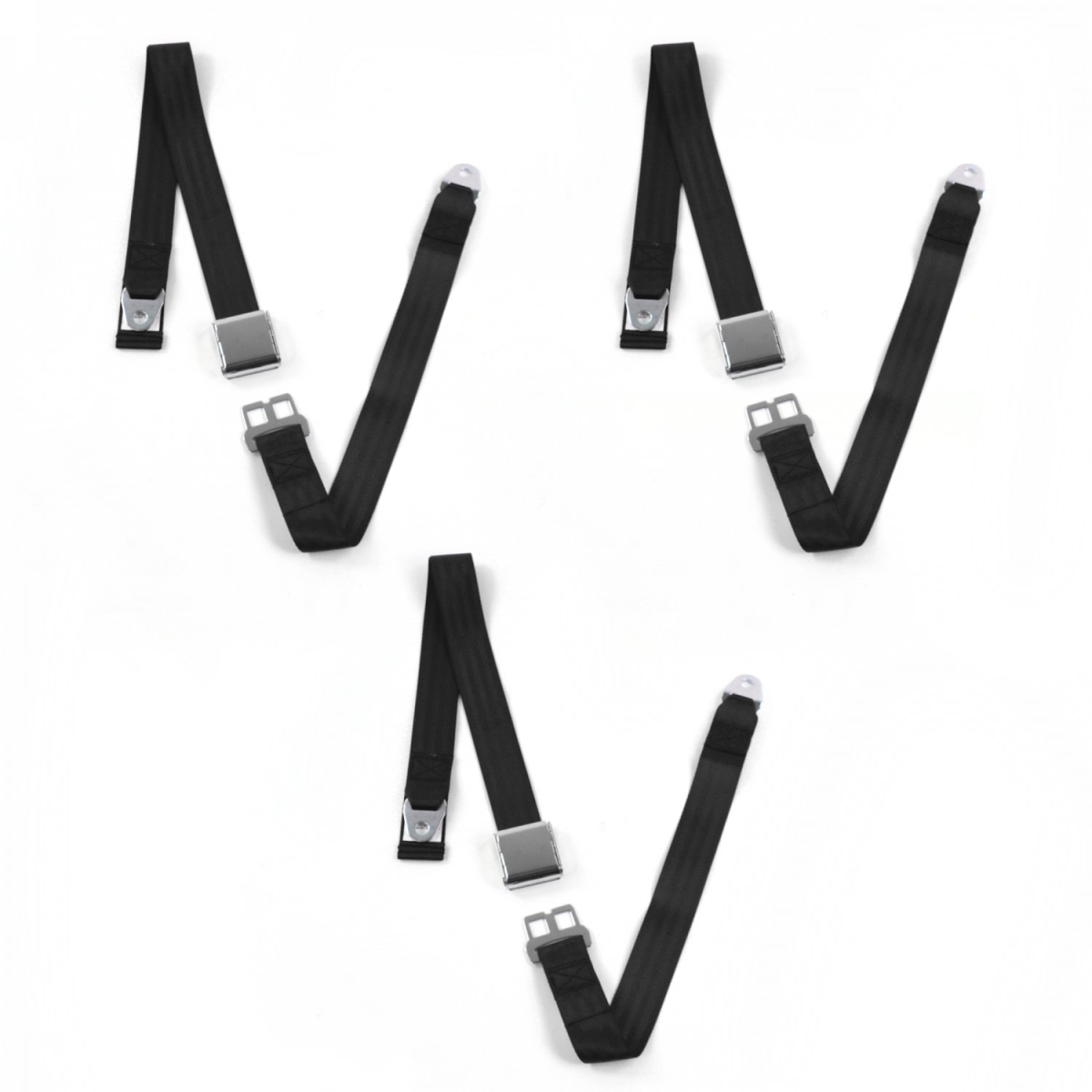 AMC Eagle 1979-1987 Airplane 2 Point Black Lap Bench Seat Belt Kit - 3 Belts
