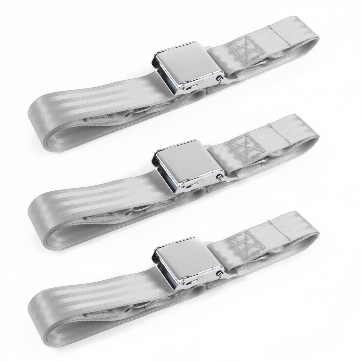 Chevy Impala 1971-1976 Airplane 2 Point Gray & Grey Lap Bench Seat Belt Kit - 3 Belts