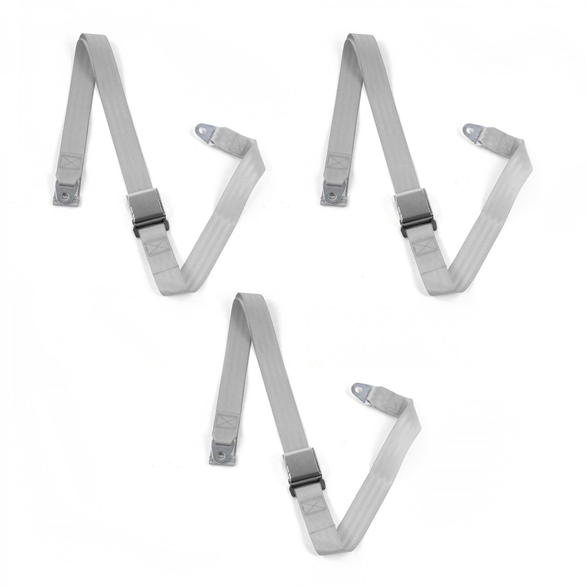 AMC Eagle 1979-1987 Airplane 2 Point Gray & Grey Lap Bench Seat Belt Kit - 3 Belts
