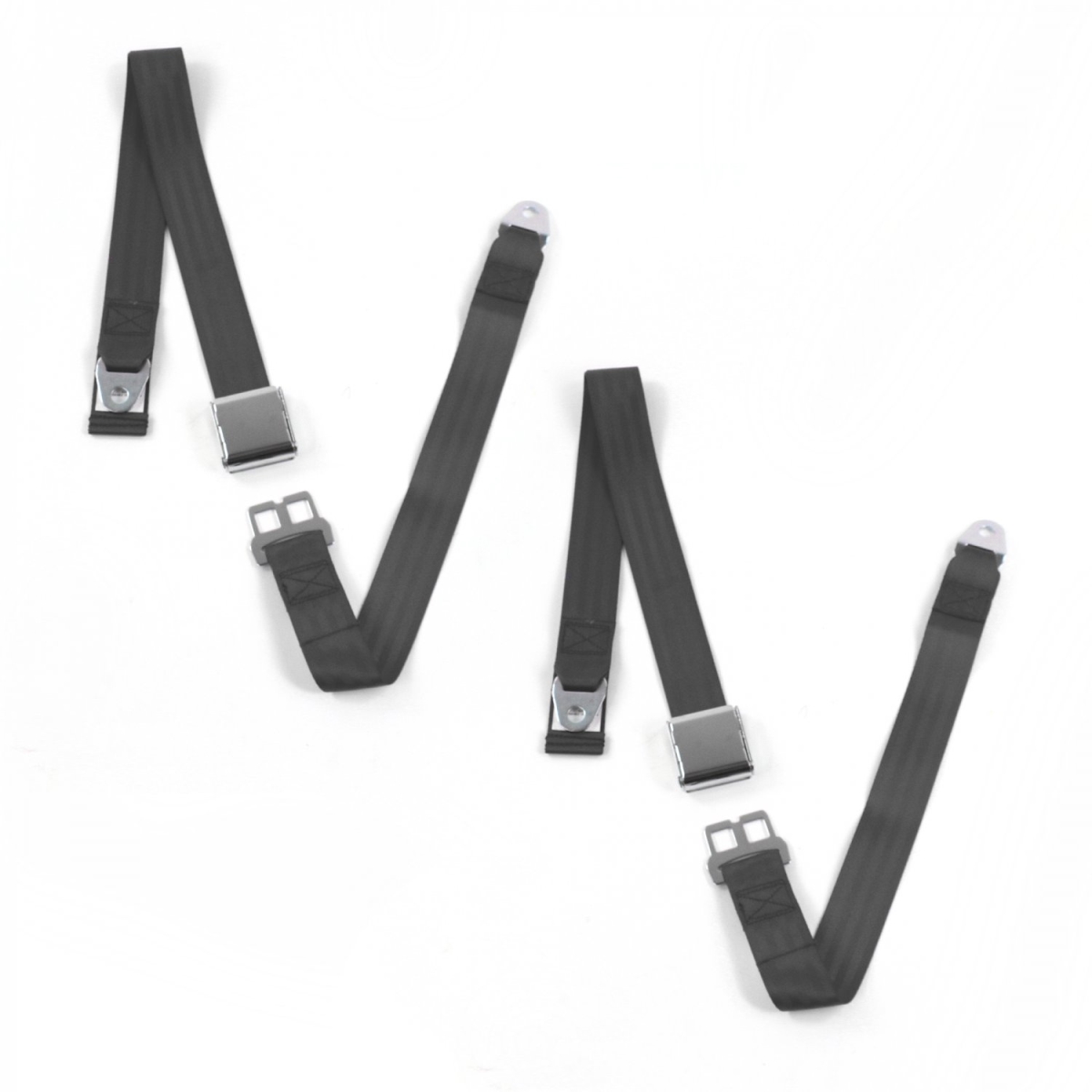 Chevy Nova 1968-1974 Airplane 2 Point Charcoal Lap Bench Seat Belt Kit - 3 Belts