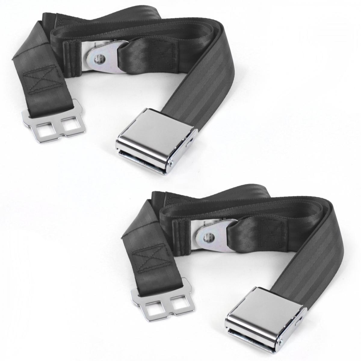 Ford 1952-1954 Airplane 2 Point Charcoal Lap Bench Seat Belt Kit - 3 Belts