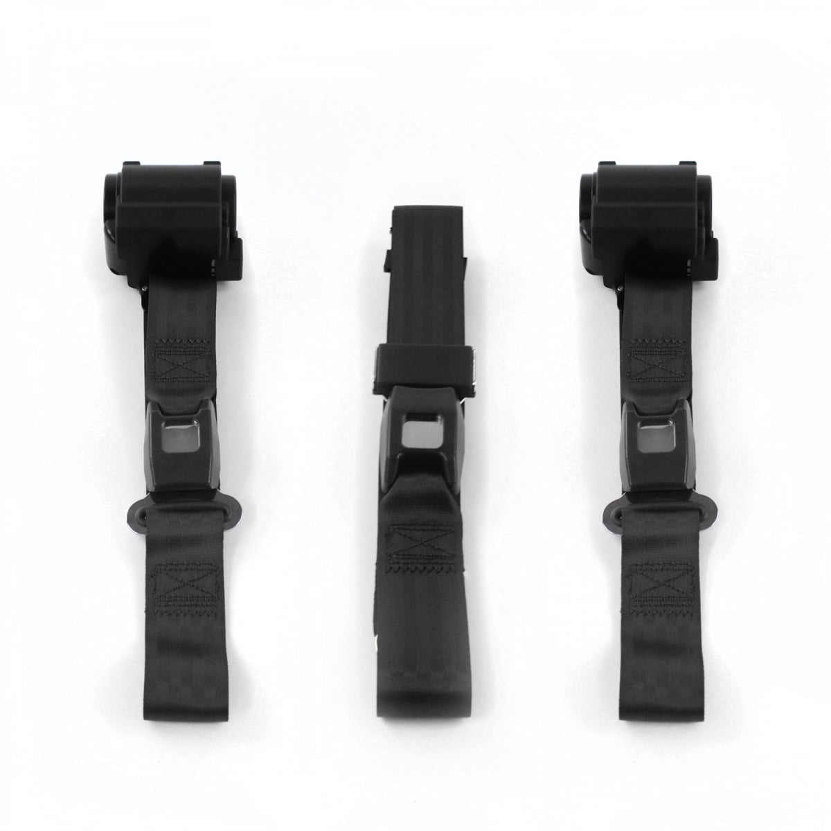 Chevy Nova 1968-1974 Standard 2 Point Black Retractable Bench Seat Belt Kit - 3 Belts