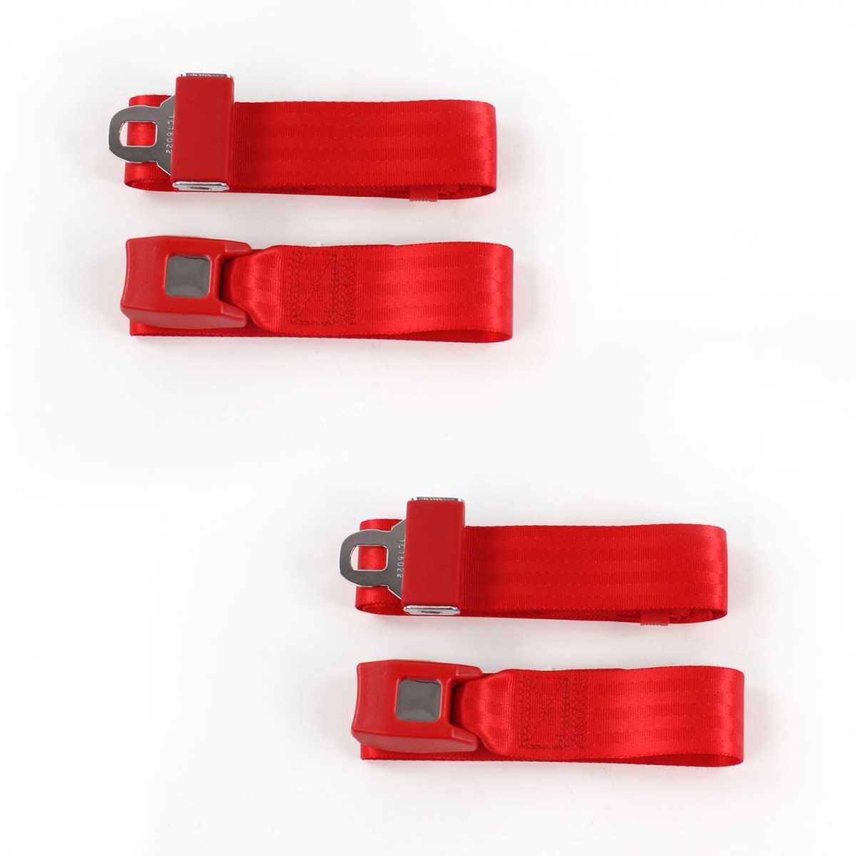 659405 Ford Mustang 1964-1966 Standard 2 Point Red Lap Bucket Seat Belt Kit - 2 Belts -  safeTboy