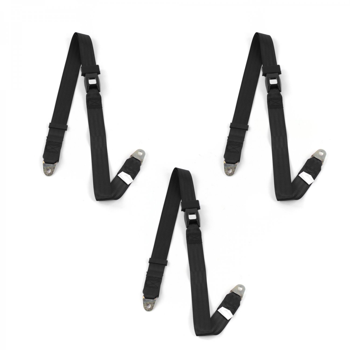 Desoto 1929-1945 Standard 2 Point Black Lap Bench Seat Belt Kit - 3 Belts