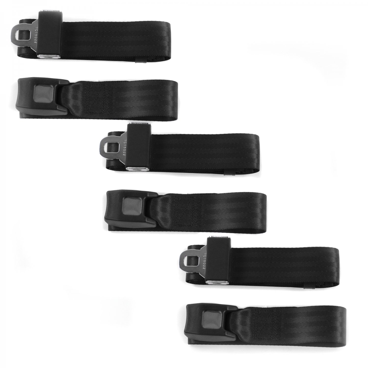 Mercury Eight 1949-1951 Standard 2 Point Black Lap Bench Seat Belt Kit - 3 Belts