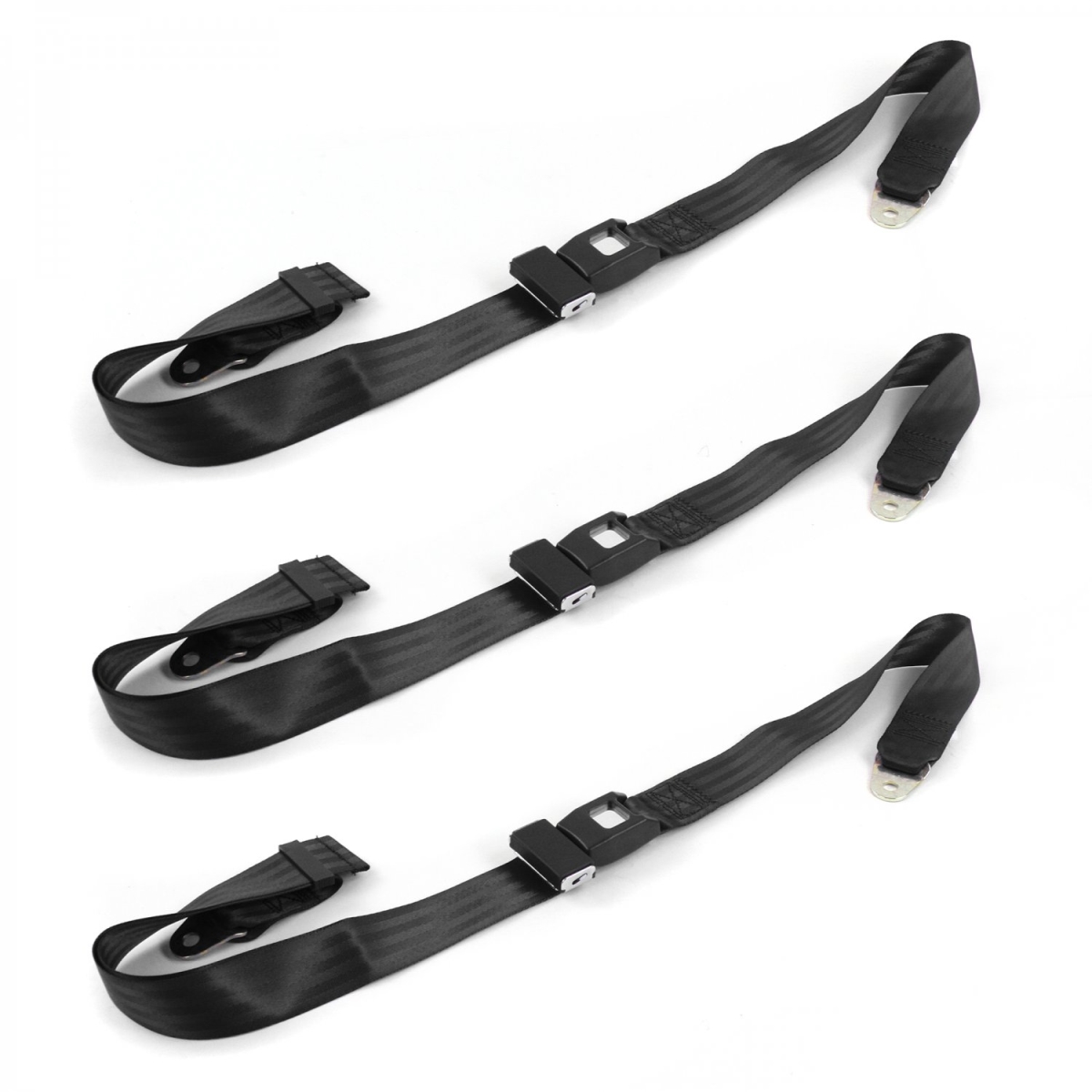 659997 Chevy Impala 1961-1964 Standard 2 Point Black Lap Bench Seat Belt Kit - 3 Belts