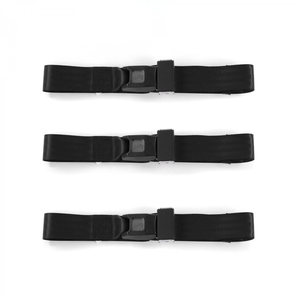 Ford Mustang 1967-1970 Standard 2 Point Black Lap Bench Seat Belt Kit - 3 Belts