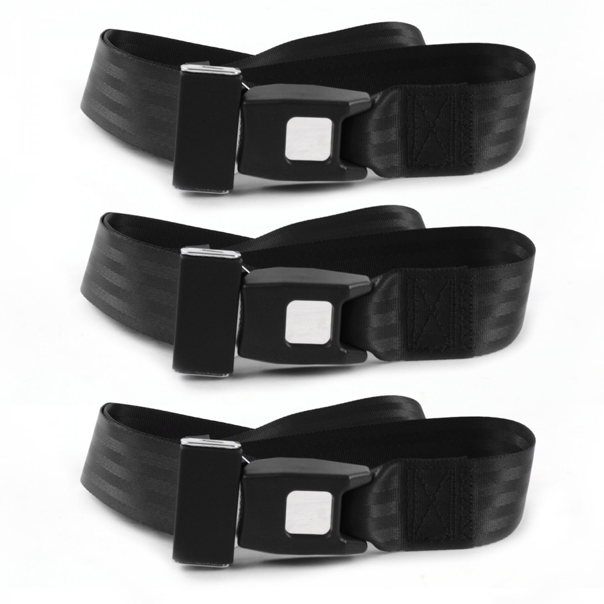 VW Karmann Ghia Standard 2 Point Black Lap Bench Seat Belt Kit - 3 Belts