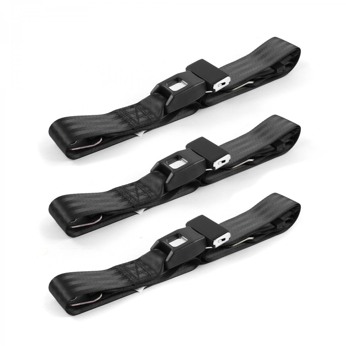 Ford Bronco 1980-1996 Standard 2 Point Black Lap Bench Seat Belt Kit - 3 Belts
