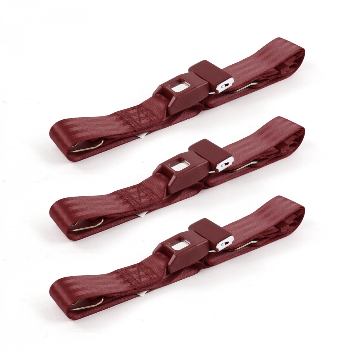 Ford Thunderbird 1977-1979 Standard 2 Point Burgundy Lap Bench Seat Belt Kit - 3 Belts
