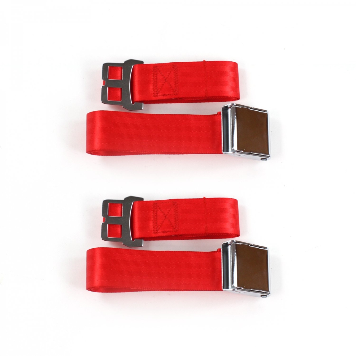 Chevy Impala 1971-1976 Airplane 2 Point Red Lap Bucket Seat Belt Kit - 2 Belts