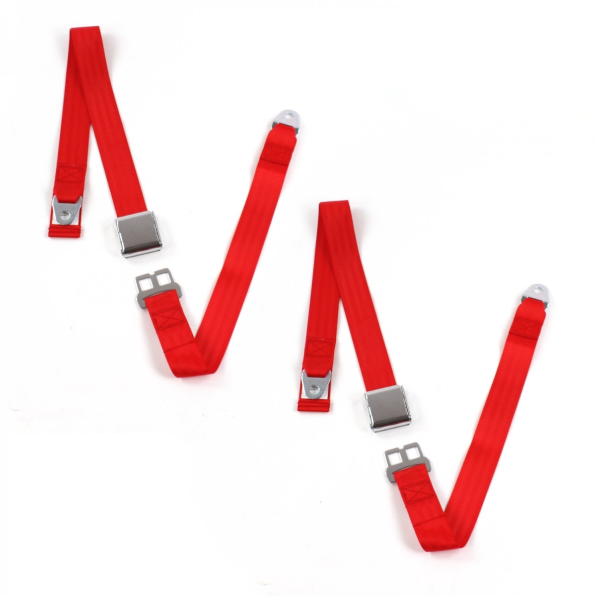 VW Type 3 Squareback Airplane 2 Point Red Lap Bucket Seat Belt Kit - 2 Belts