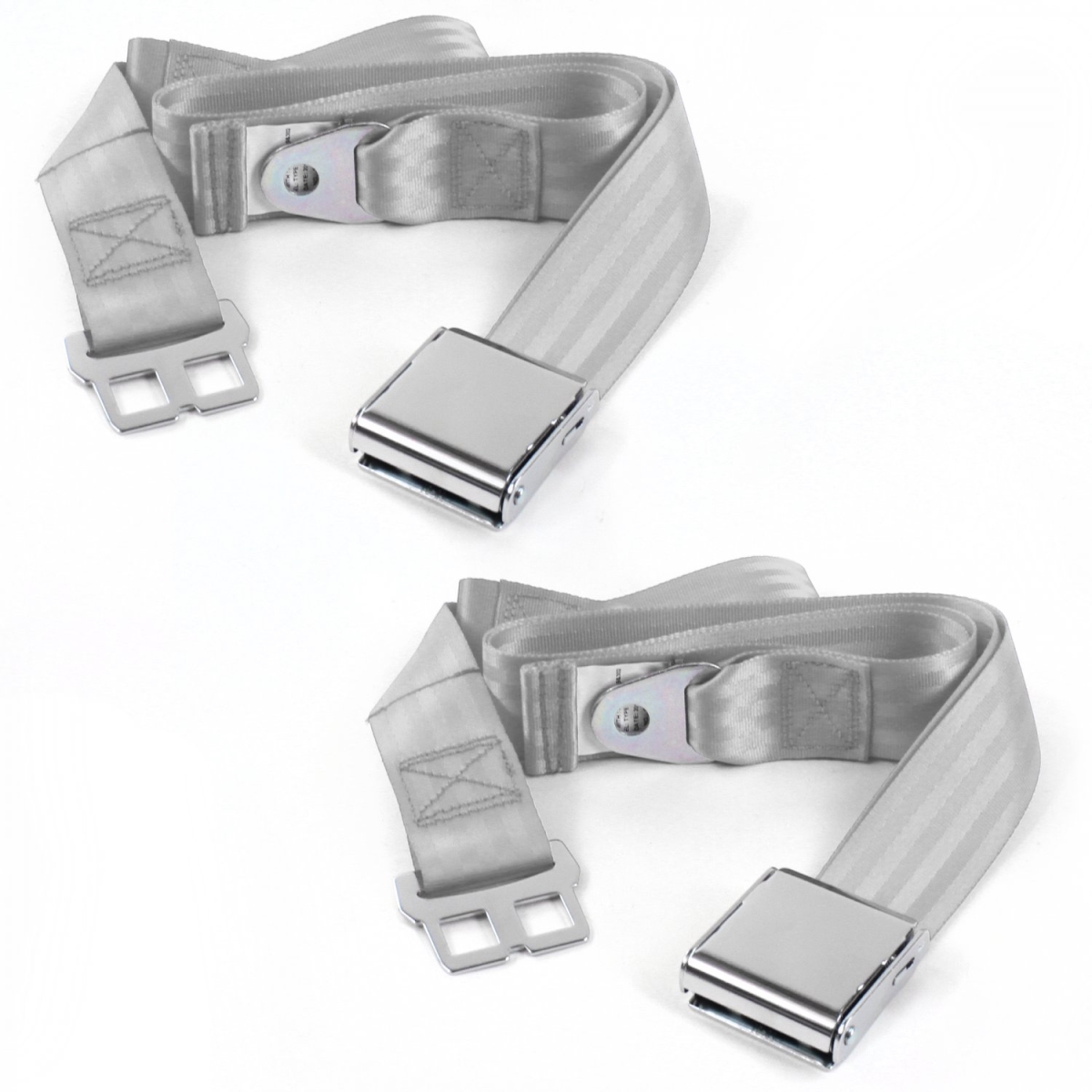 VW Type 1 Split 1947-1952 Airplane 2 Point Gray & Grey Lap Bucket Seat Belt Kit - 2 Belts