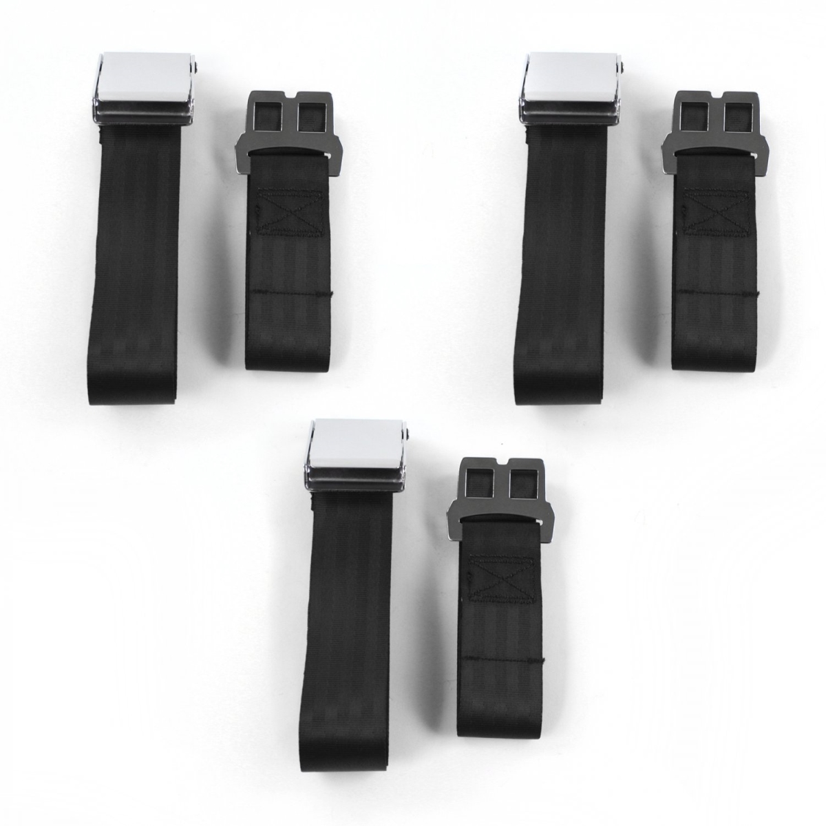 Camaro 1967-1969 Airplane 2 Point Black Lap Bench Seat Belt Kit - 3 Belts