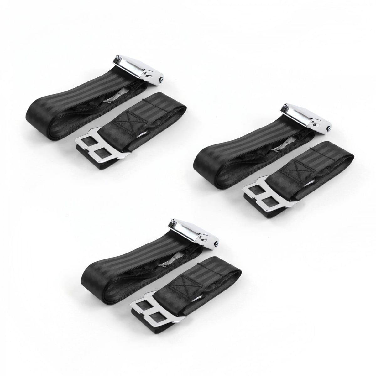 Chevy Nova 1968-1974 Airplane 2 Point Black Lap Bench Seat Belt Kit - 3 Belts