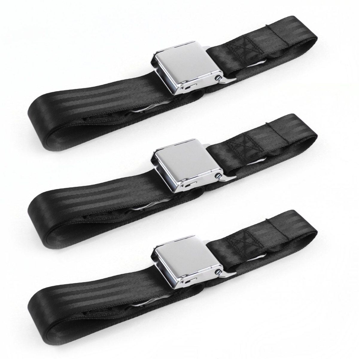 Chevy Nova 1975-1979 Airplane 2 Point Black Lap Bench Seat Belt Kit - 3 Belts