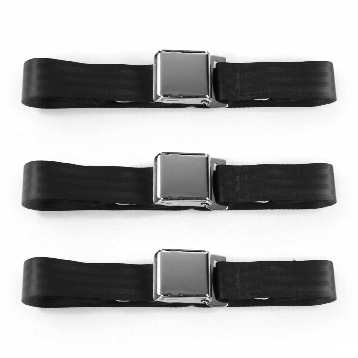 Ford Thunderbird 1955-1957 Airplane 2 Point Black Lap Bench Seat Belt Kit - 3 Belts