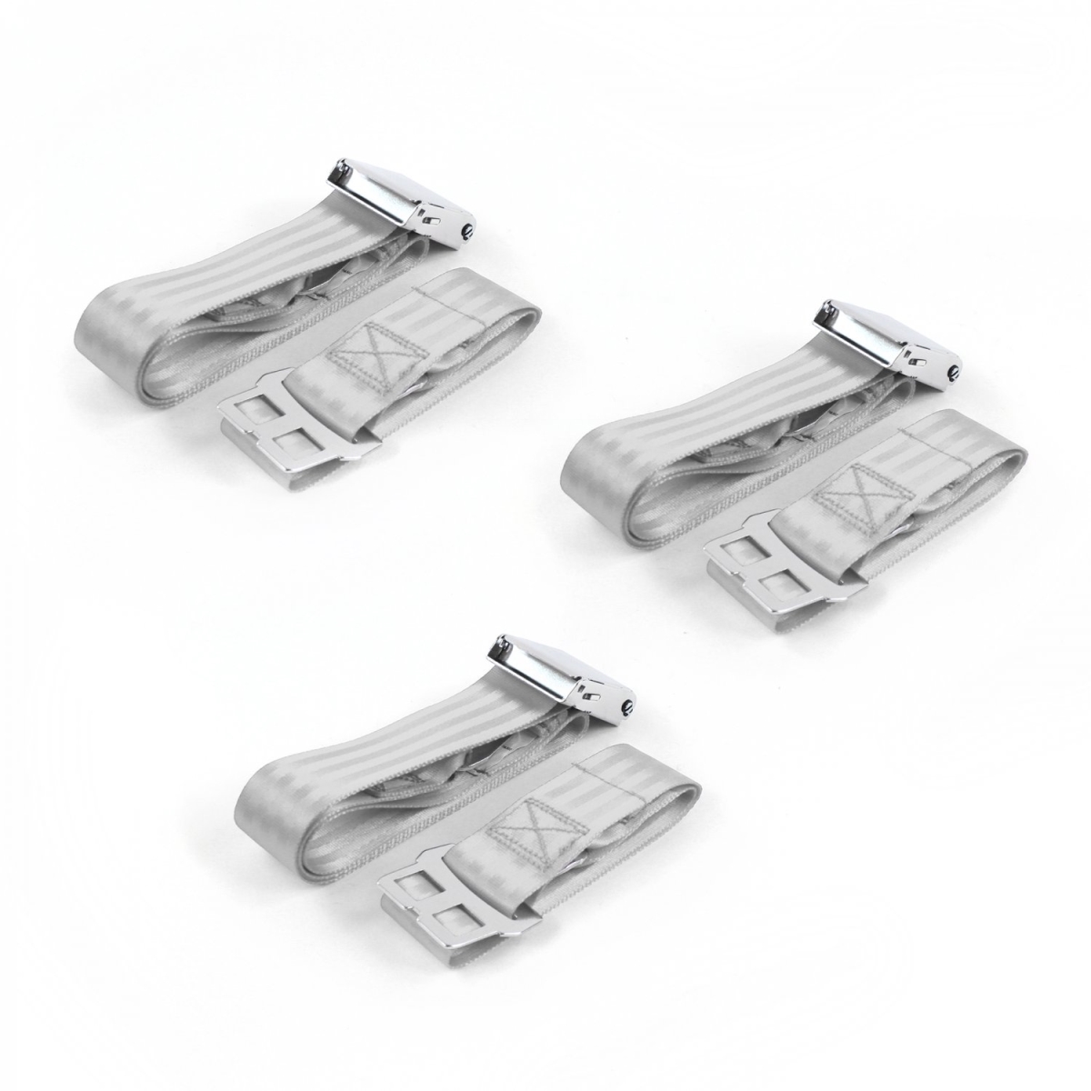 Chevy Nova 1975-1979 Airplane 2 Point Gray & Grey Lap Bench Seat Belt Kit - 3 Belts