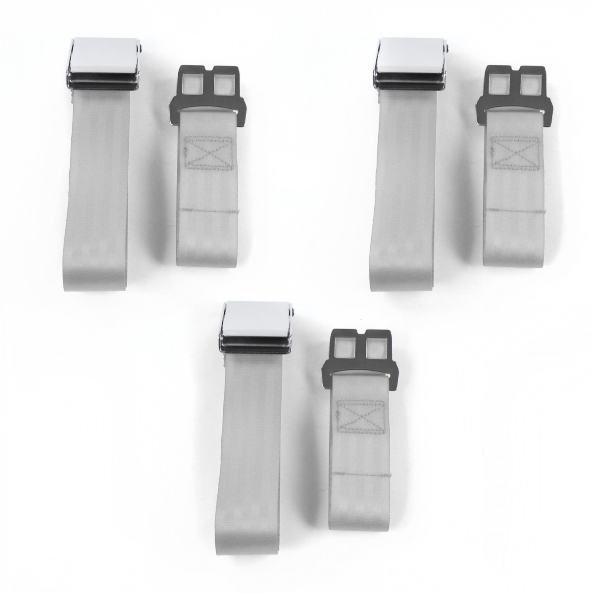 Chevy Impala 1958 Airplane 2 Point Gray & Grey Lap Bench Seat Belt Kit - 3 Belts