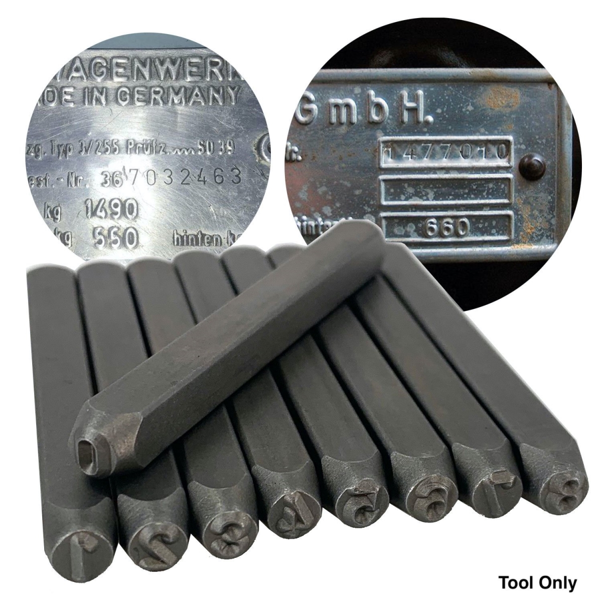 788755 Volkswagen Data Plate Die Punch Set for Volkswagen Vin ID Data Tags - Number Only