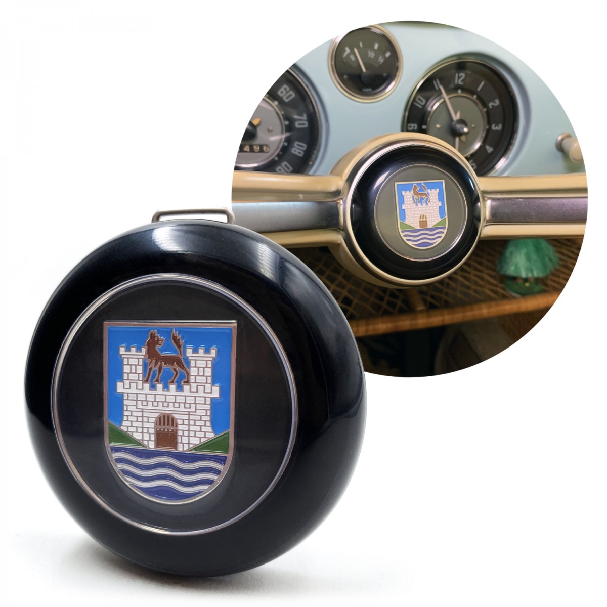 VW Steering Wheel Wolfsburg Crest Horn Button for 1962-71 Beetle Ghia Type 3