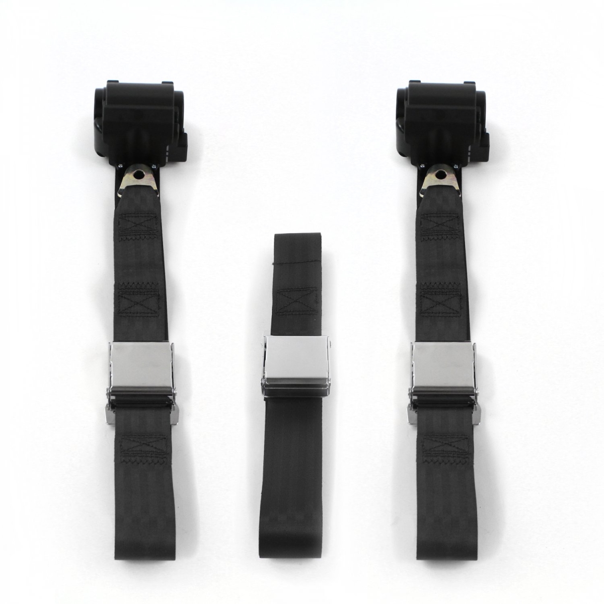 VW Type 1 Split 1947-1952 Airplane 2 Point Black Retractable Bench Seat Belt Kit - 3 Belts