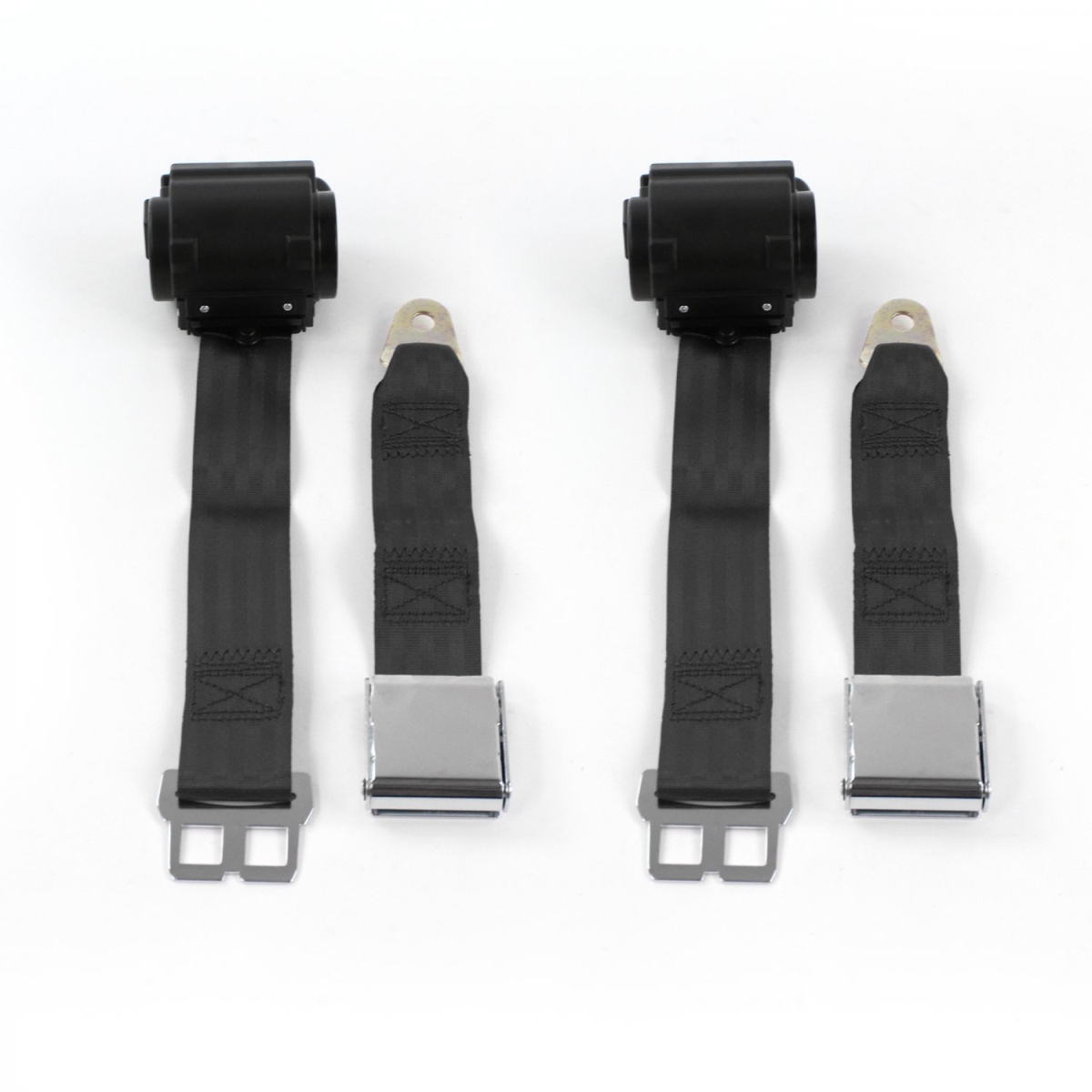Chevy S10 Blazer 1982-1994 Airplane 2 Point Black Retractable Bucket Seat Belt Kit - 2 Belts
