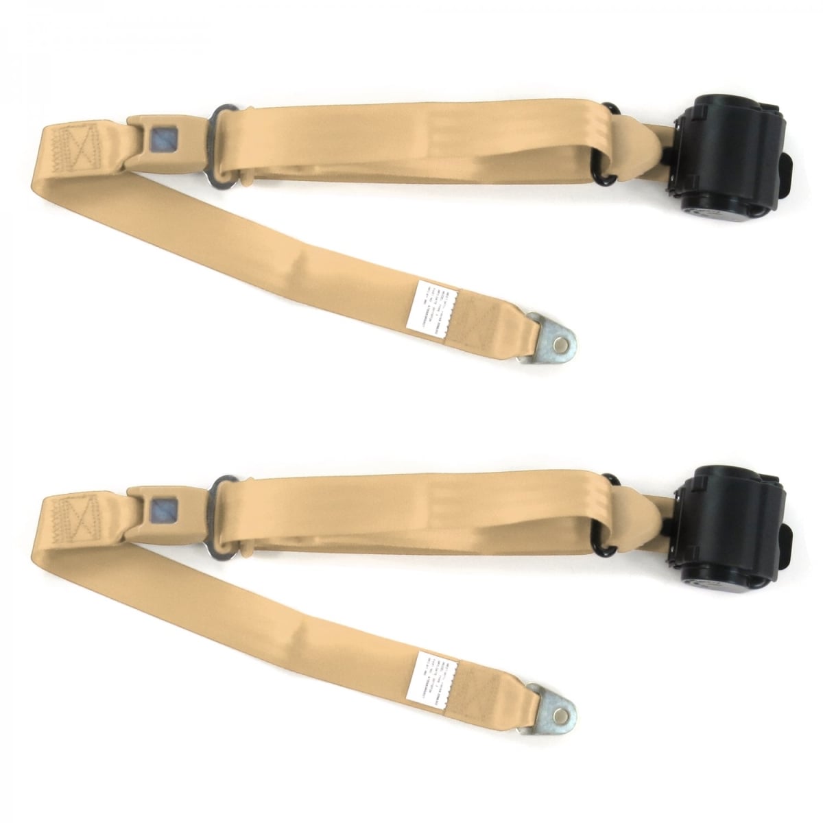 Jeep Commando 1966-1973 Standard 3 Point Tan Retractable Bucket Seat Belt Kit - 2 Belts