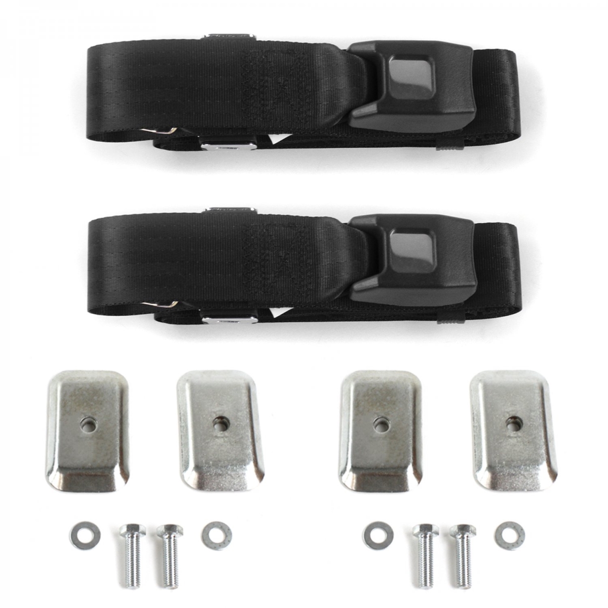 Jeep Gladiator 1962-1988 Standard 2 Point Black Lap Bucket Seat Belt Kit with Bracketry - 2 Belts