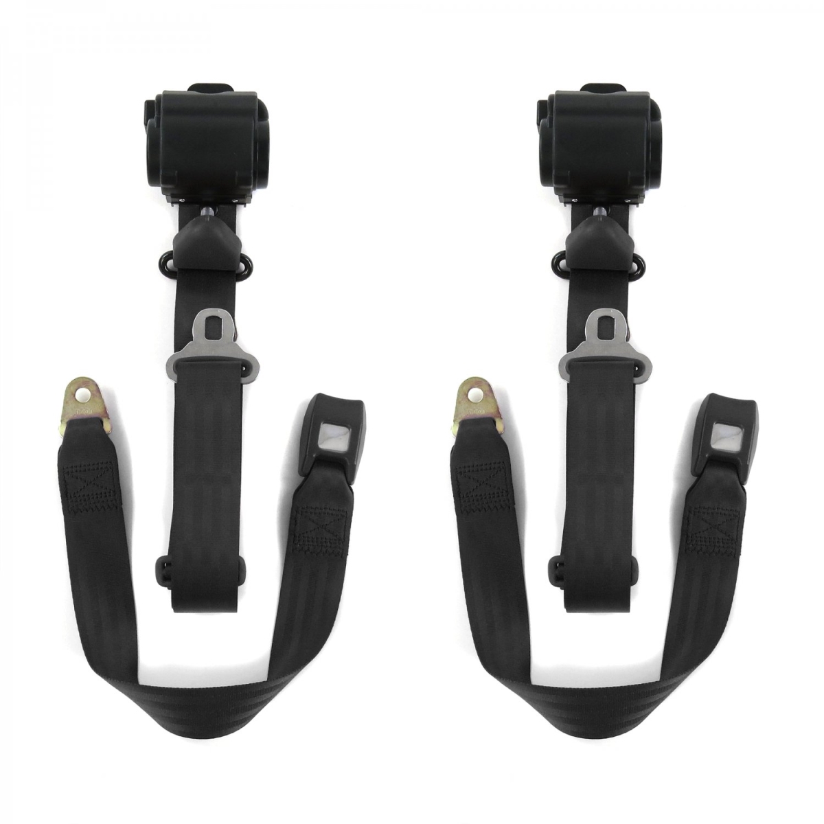 Buick Roadmaster 1957-1958 Standard 3 Point Black Retractable Bucket Seat Belt Kit - 2 Belts