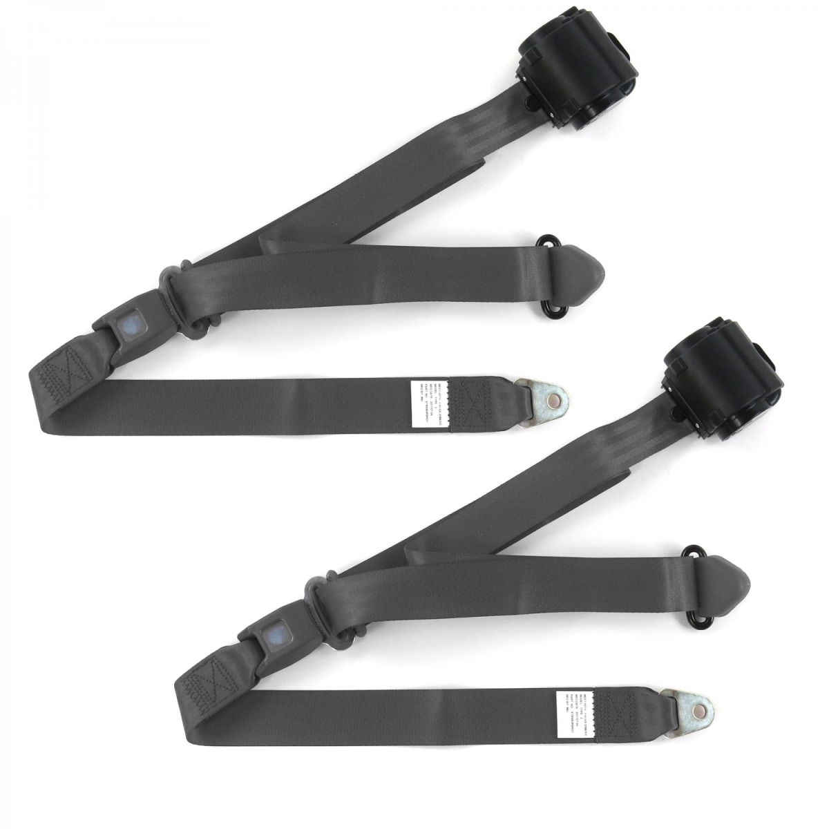 Ford Bronco 1966-1977 Standard 3 Point Charcoal Retractable Bucket Seat Belt Kit - 2 Belts