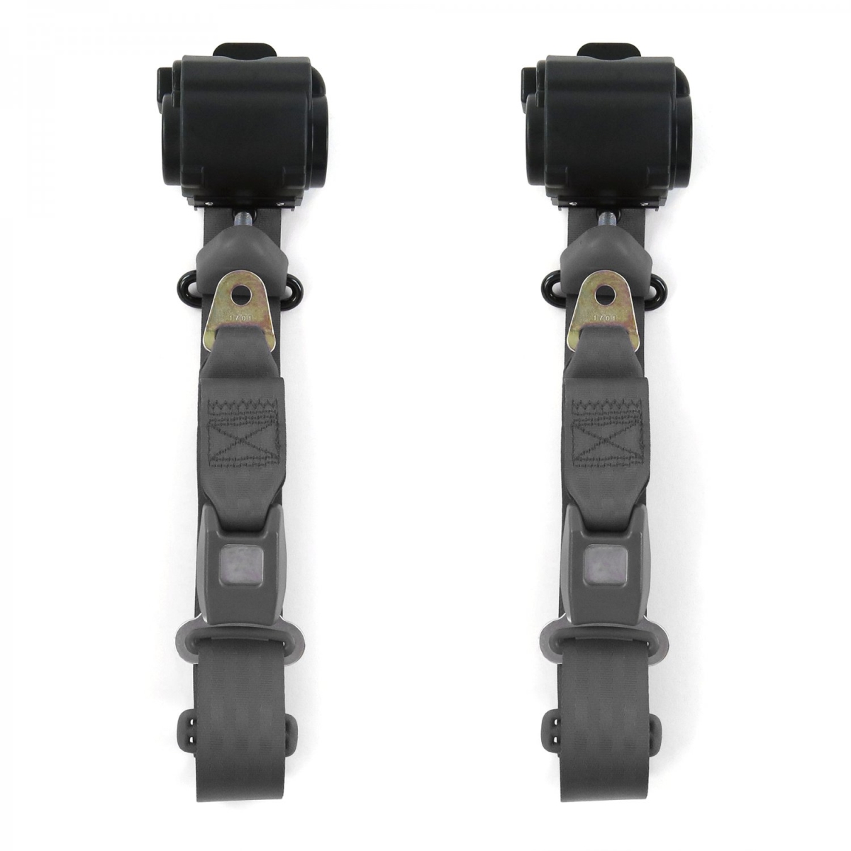 Jeep Comanche 1985-1992 Standard 3 Point Charcoal Retractable Bucket Seat Belt Kit - 2 Belts