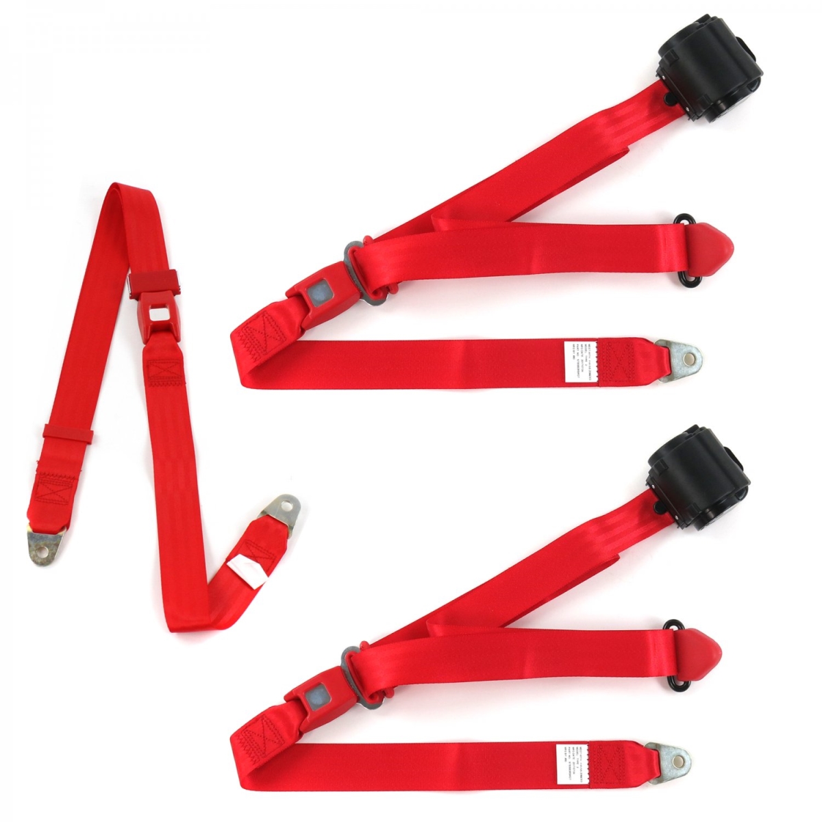 Chevy S10 Blazer 1982-1994 Standard 3 Point Red Retractable Bench Seat Belt Kit - 3 Belts