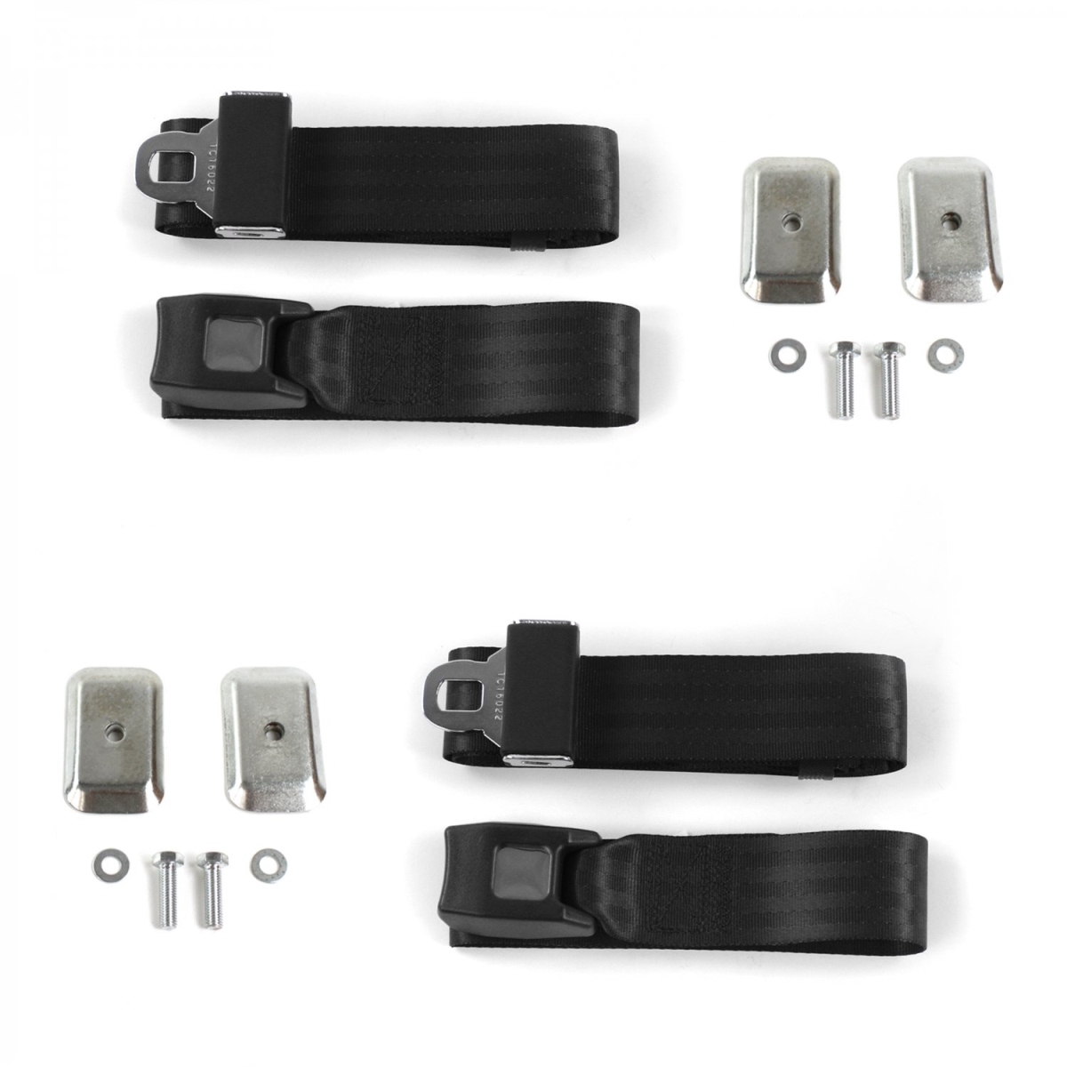675156 Chevy Chevelle 1964-1967 Standard 2 Point Black Lap Bucket Seat Belt Kit with Bracketry - 2 Belts -  safeTboy