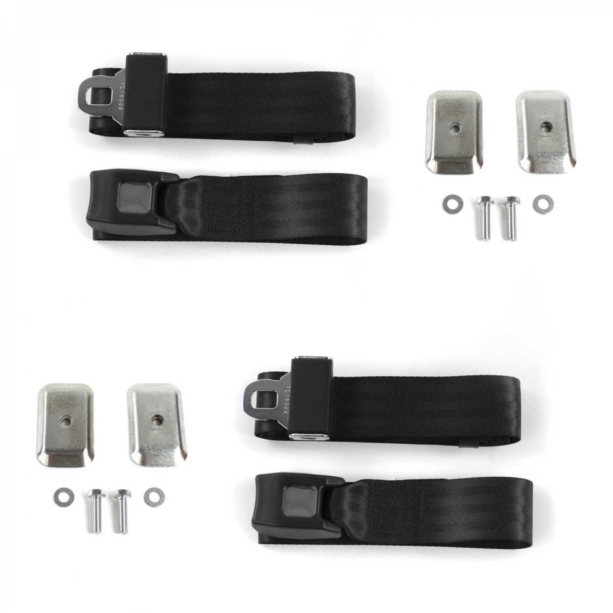 VW Type 1 Split 1947-1952 Standard 2 Point Black Lap Bucket Seat Belt Kit with Bracketry - 2 Belts