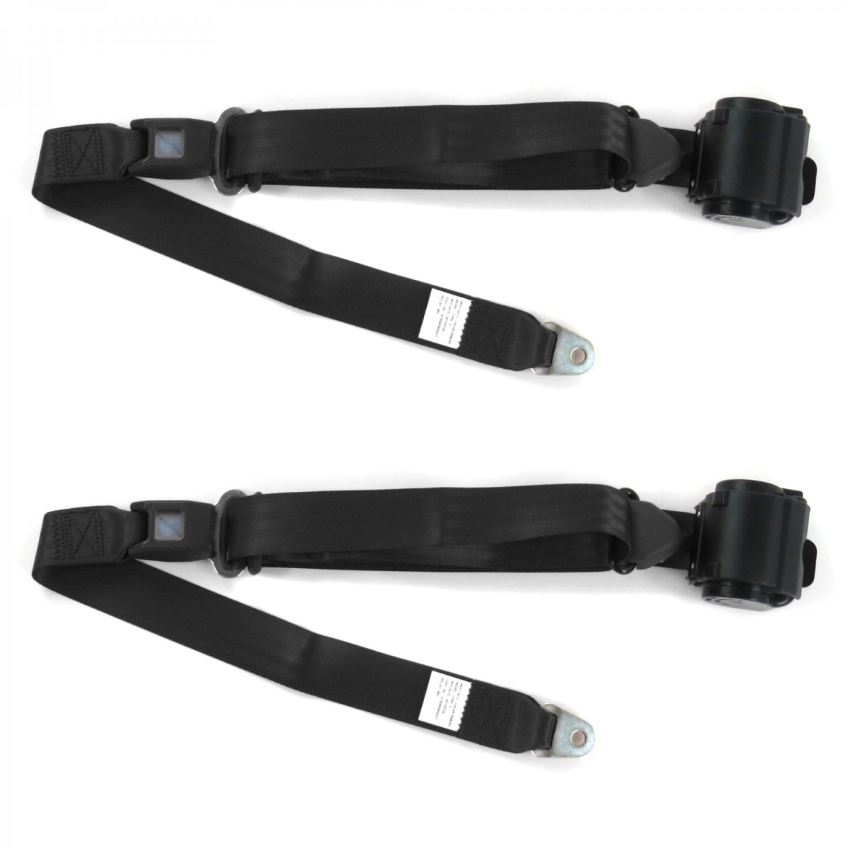 Chevy Nova 1968-1974 Standard 3 Point Black Retractable Bucket Seat Belt Kit - 2 Belts