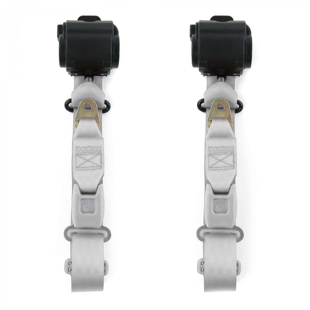 Nash Rambler 1950-1954 Standard 3 Point Gray & Grey Retractable Bucket Seat Belt Kit - 2 Belts