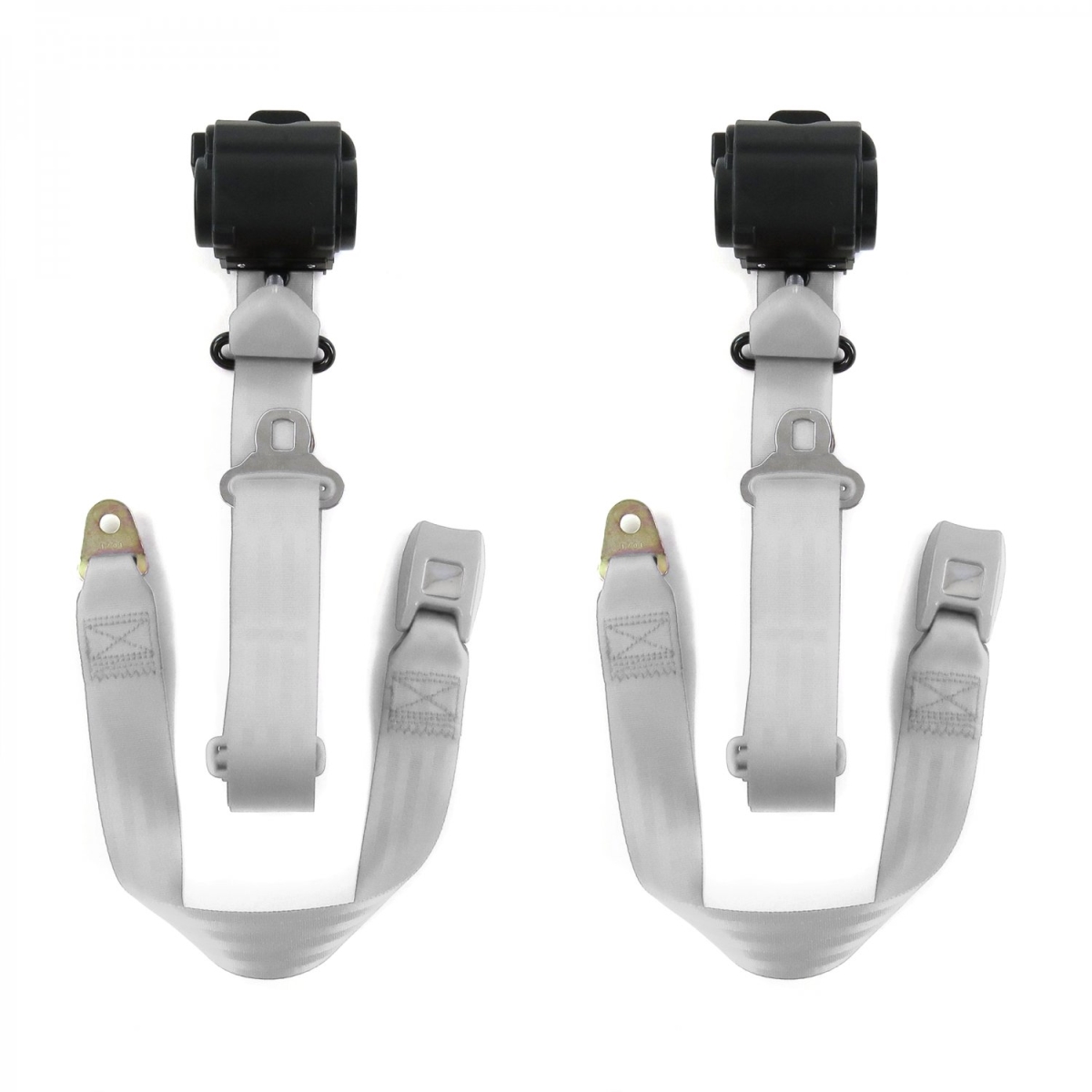 Chevy Impala 1971-1976 Standard 3 Point Gray & Grey Retractable Bucket Seat Belt Kit - 2 Belts