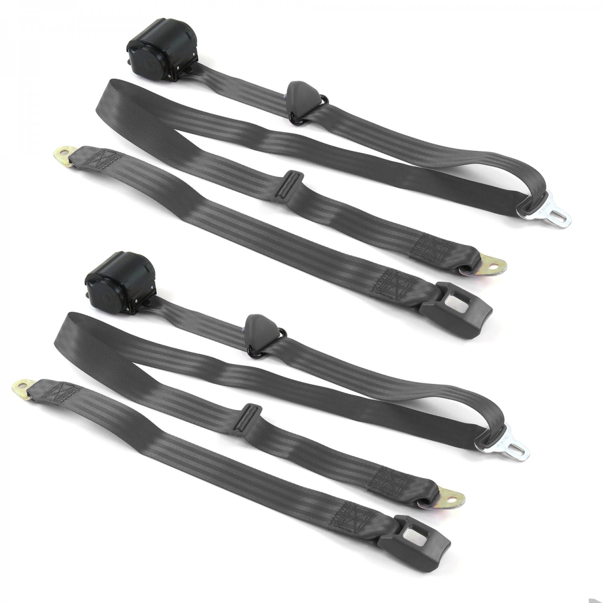 Ford 1932 Model B Standard 3 Point Charcoal Retractable Bucket Seat Belt Kit - 2 Belts