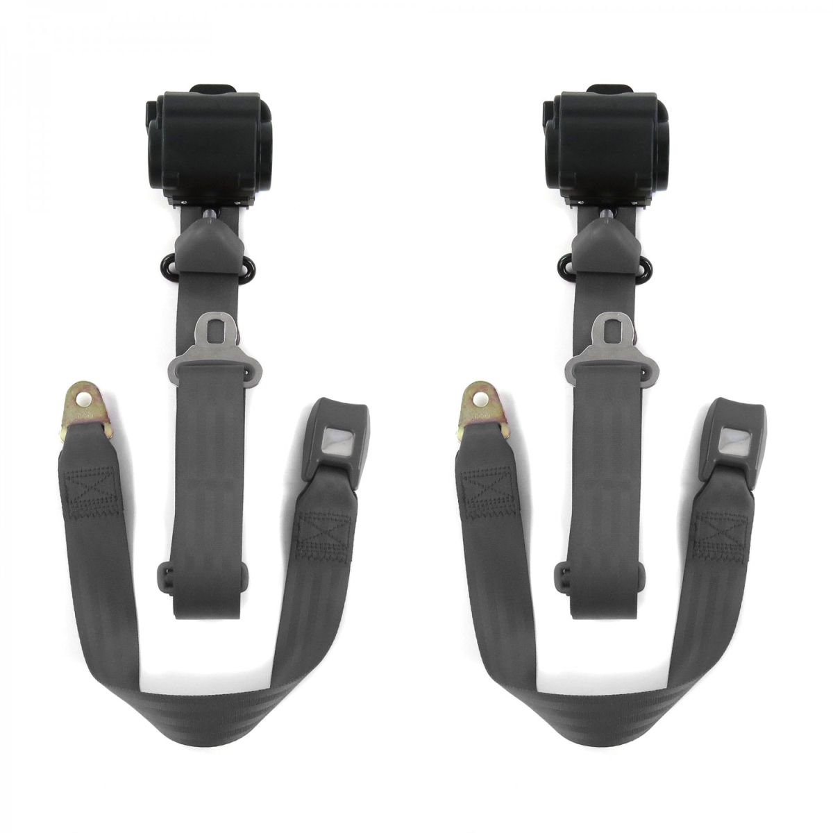 Ford 1933-1934 Model C Standard 3 Point Charcoal Retractable Bucket Seat Belt Kit - 2 Belts