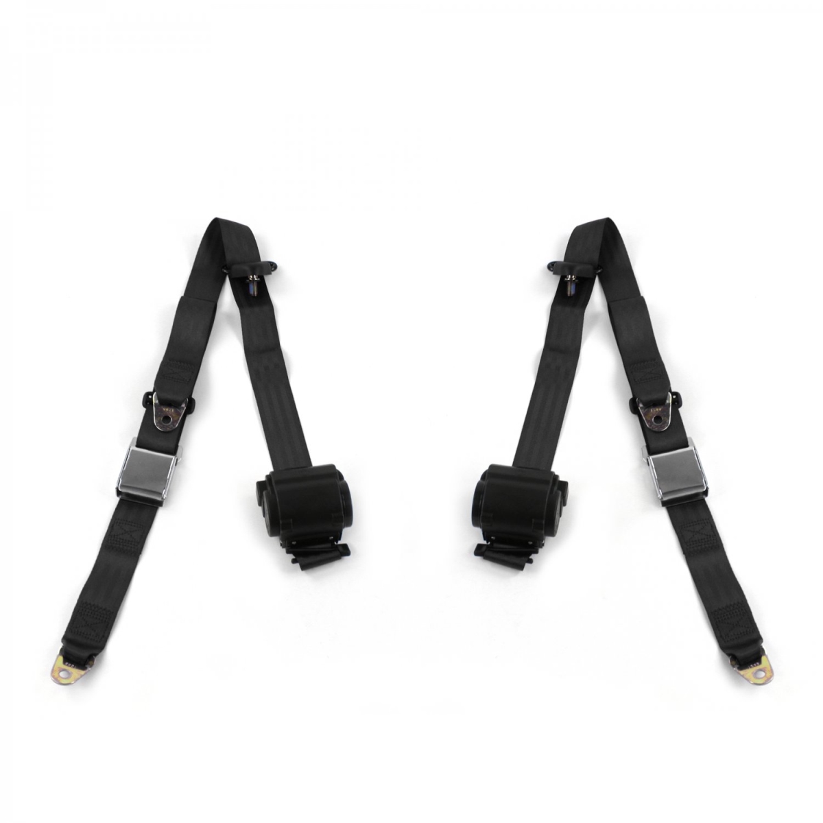 VW Type 1 Split 1947-1952 Airplane 3 Point Black Retractable Bucket Seat Belt Kit - 2 Belts