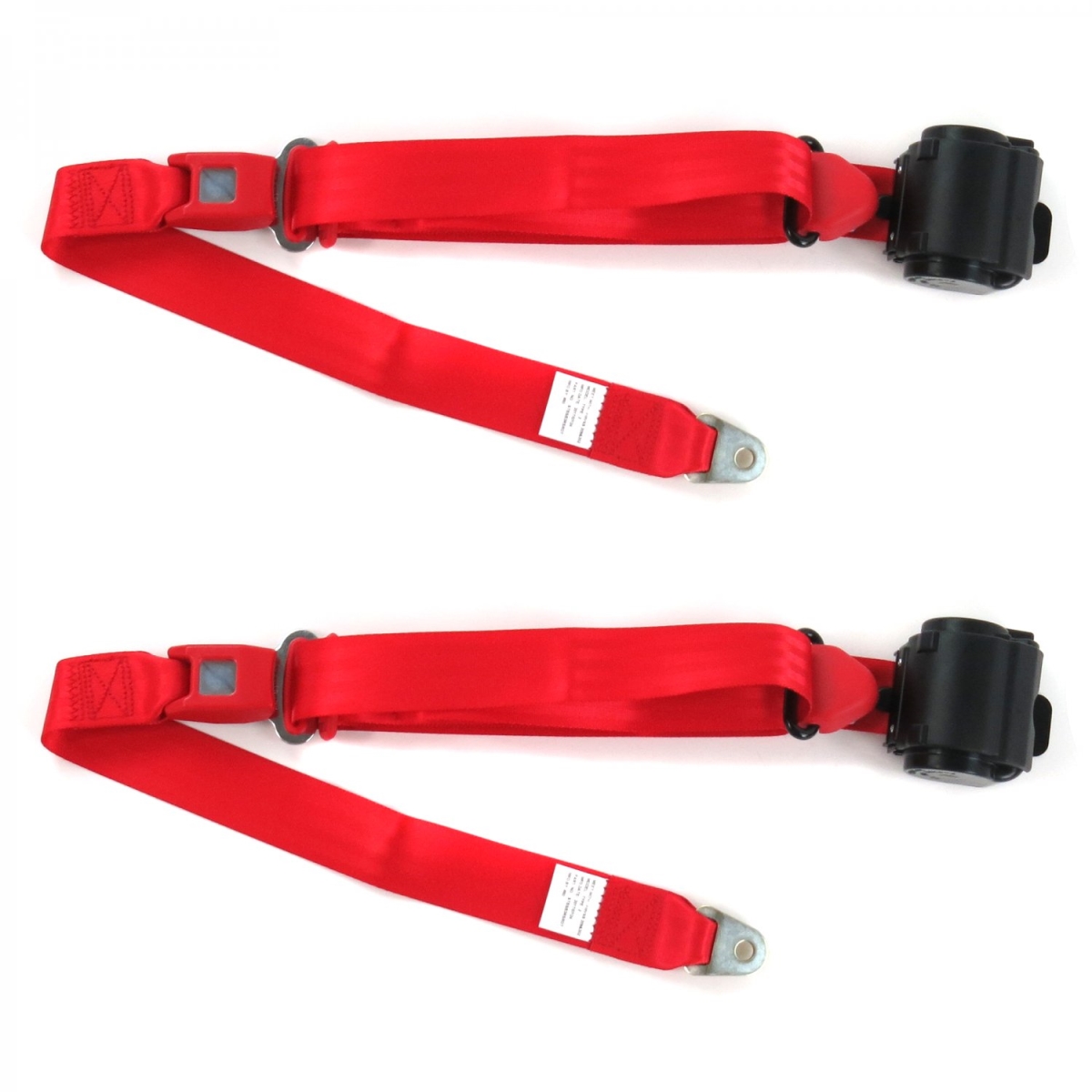 Chevy Impala 1959-1960 Standard 3 Point Red Retractable Bucket Seat Belt Kit - 2 Belts