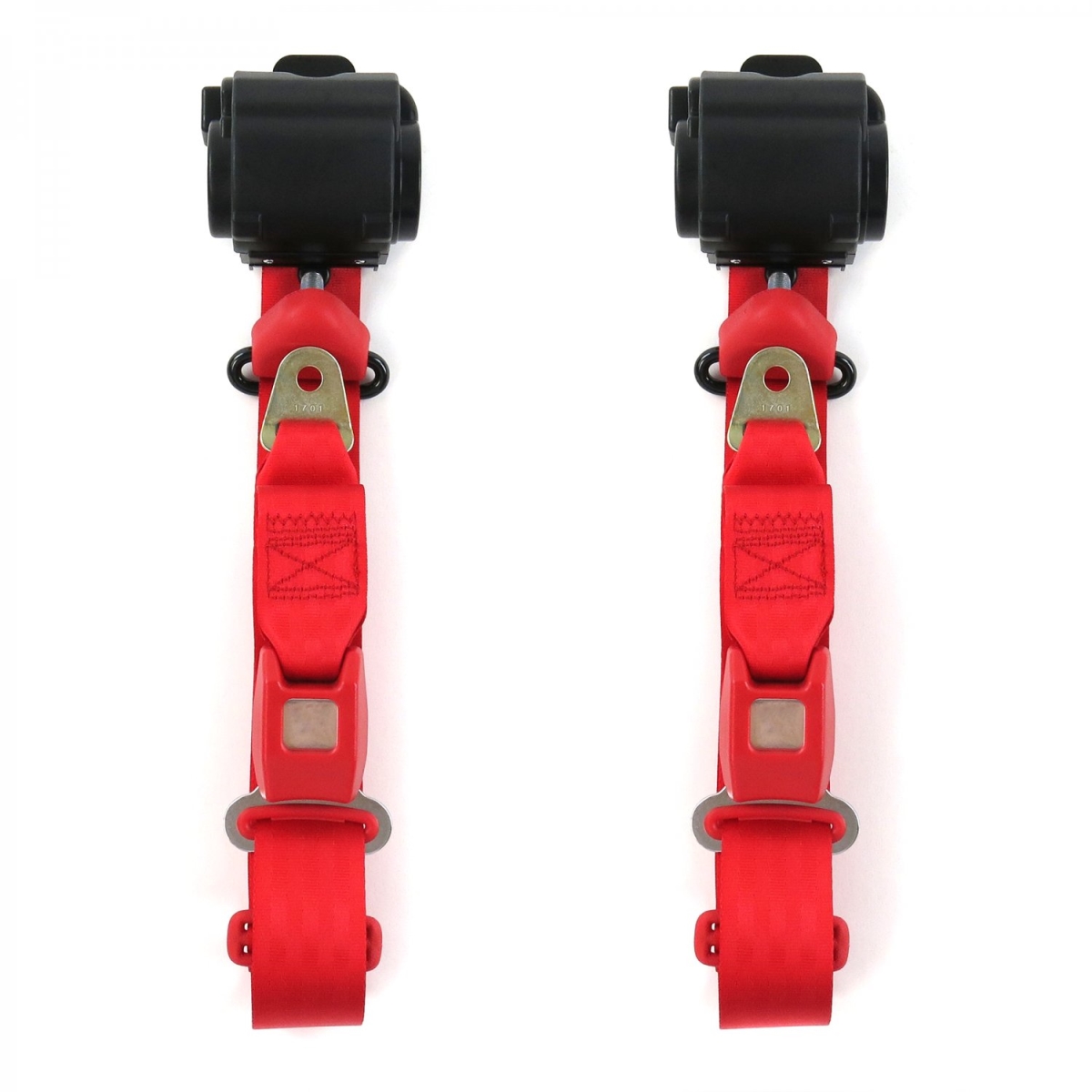 Jeep Gladiator 1962-1988 Standard 3 Point Red Retractable Bucket Seat Belt Kit - 2 Belts