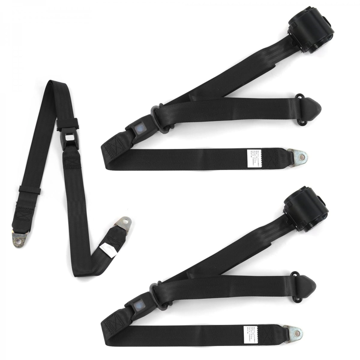 Ford Van 1975-1991 Standard 3 Point Black Retractable Bench Seat Belt Kit - 3 Belts