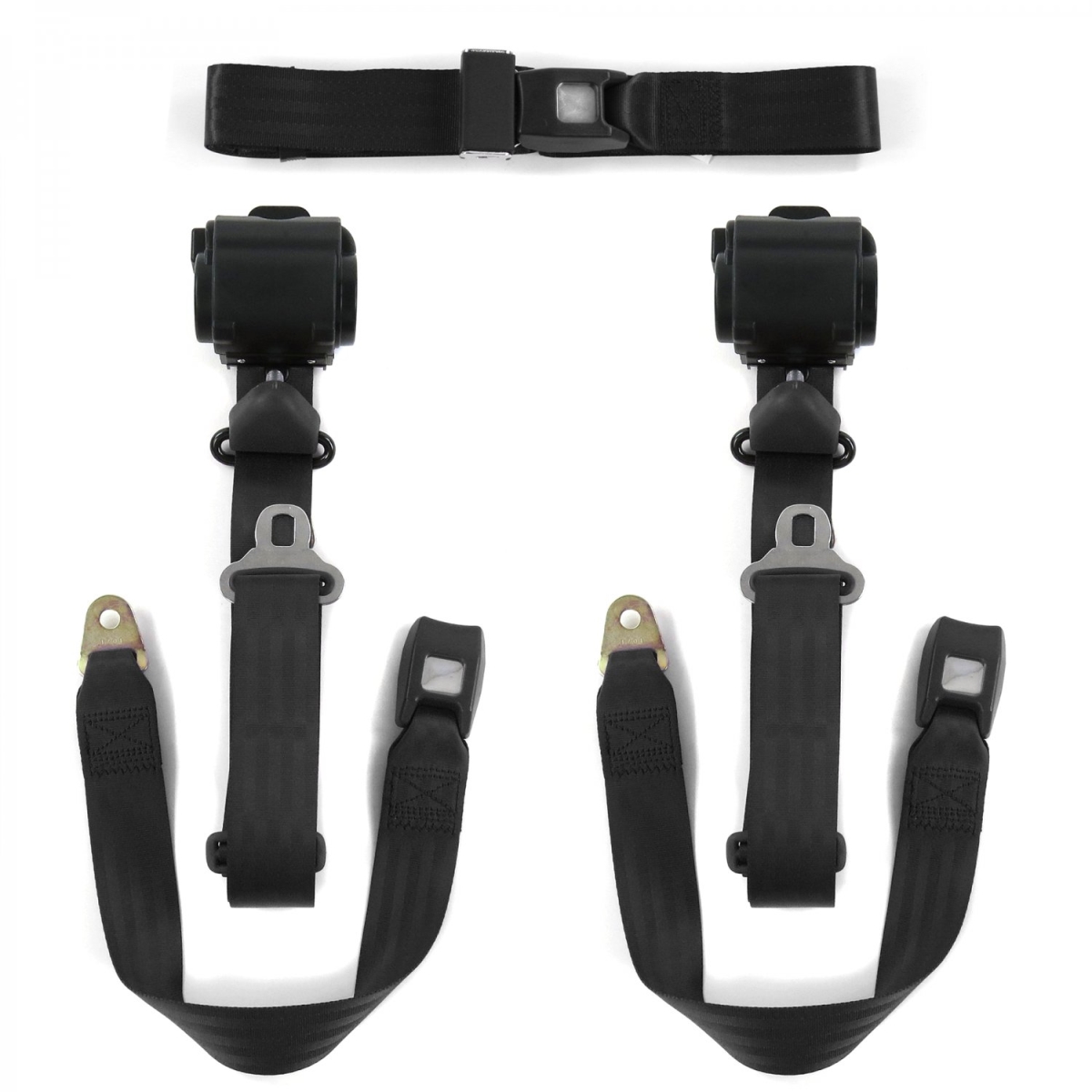 Ford Thunderbird 1980-1982 Standard 3 Point Black Retractable Bench Seat Belt Kit - 3 Belts