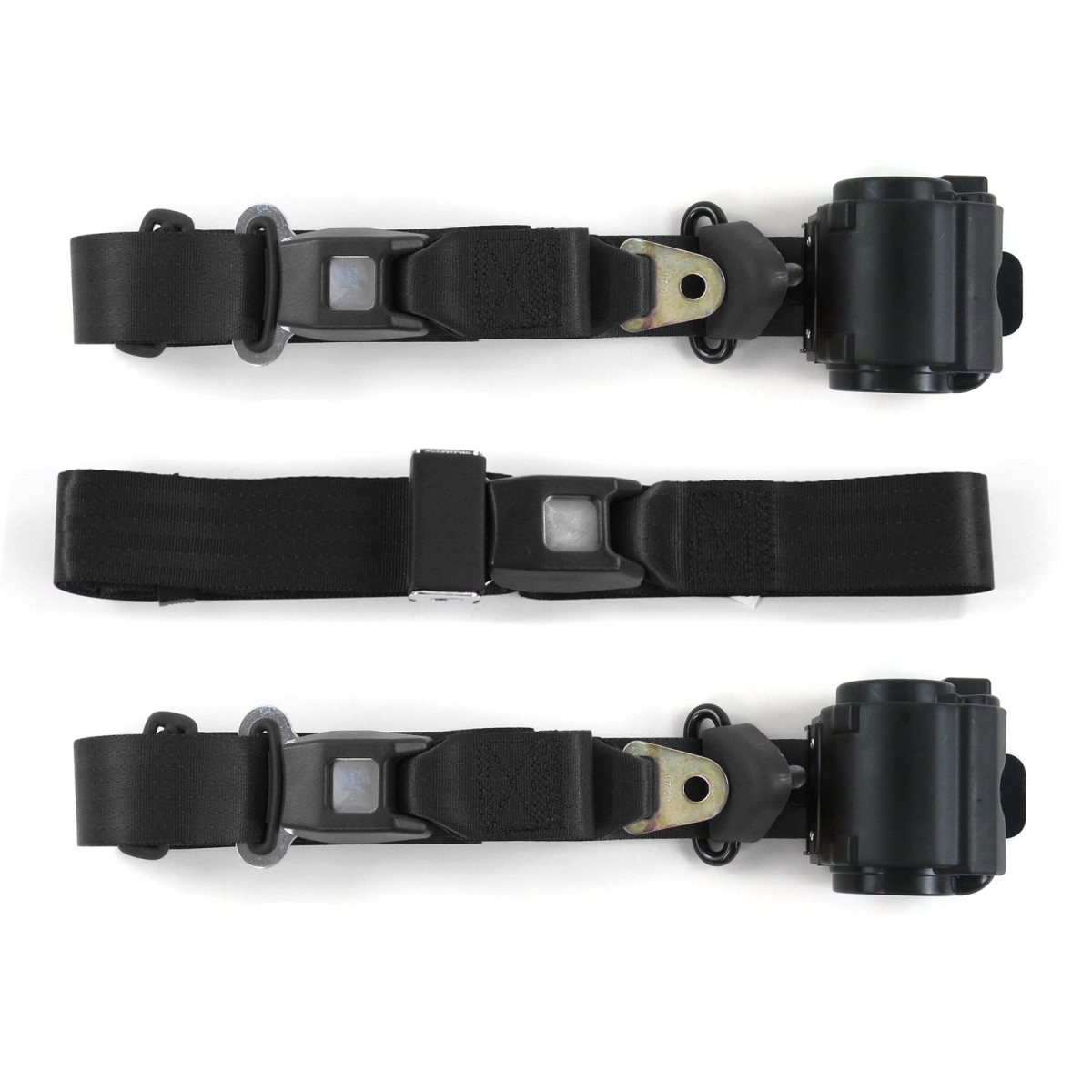 Nash Rambler 1950-1954 Standard 3 Point Black Retractable Bench Seat Belt Kit - 3 Belts
