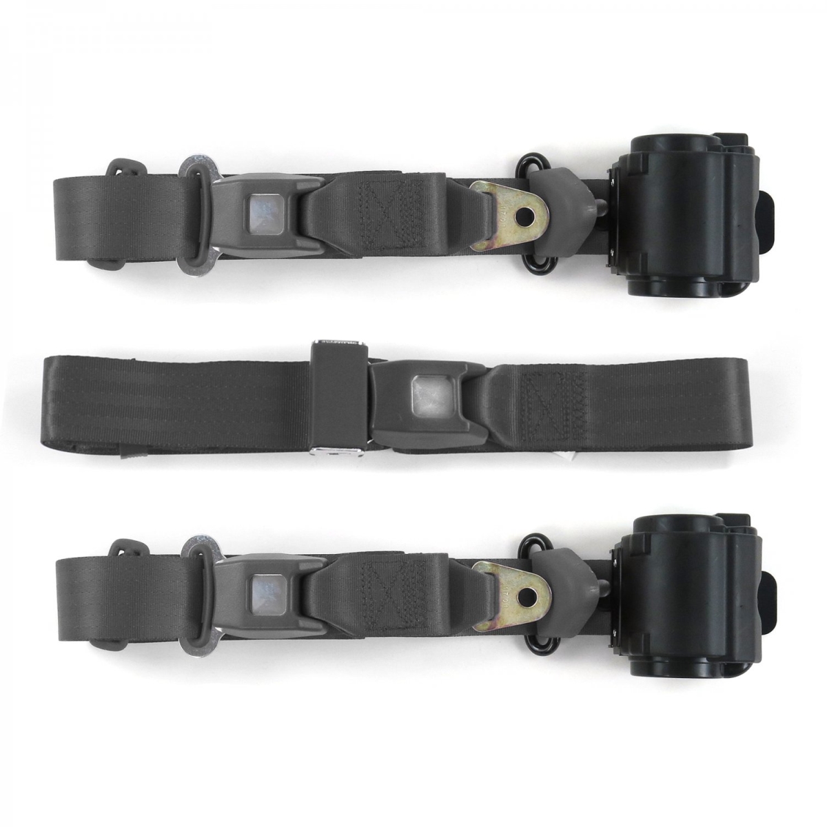 Jeep Wrangler 1987-1996 Standard 3 Point Charcoal Retractable Bench Seat Belt Kit - 3 Belts